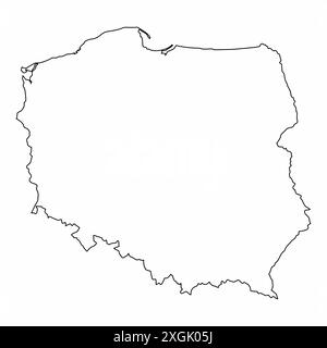 Carte de contour de la Pologne isolé sur fond blanc Illustration de Vecteur