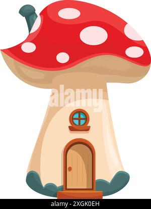 Illustration fantaisiste mettant en vedette une maison de champignons confortable, parfaite pour les projets liés à la fantaisie, aux contes de fées et aux histoires pour enfants Illustration de Vecteur