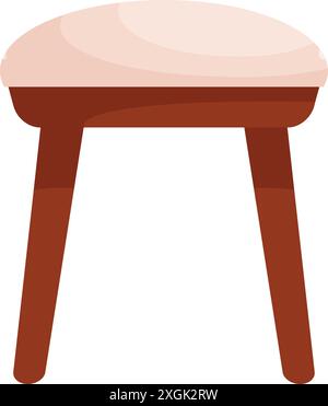 Tabouret rond avec siège mou debout sur quatre pieds, élément de mobilier pour la conception d'appartement Illustration de Vecteur