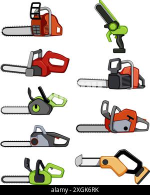 illustration vectorielle de dessin animé d'ensemble de tronçonneuse Illustration de Vecteur