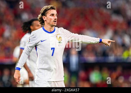 Munich, pays-Bas. 09 juillet 2024. MUNICH, PAYS-BAS - 9 JUILLET : Antoine Griezmann, Français, fait des gestes lors de la demi-finale de l'UEFA EURO 2024 entre l'Espagne et la France au Munich Football Arena le 9 juillet 2024 à Munich, pays-Bas. (Photo par Andre Weening/Orange Pictures) crédit : Orange pics BV/Alamy Live News Banque D'Images