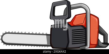 illustration vectorielle de dessin animé de tronçonneuse de travailleur Illustration de Vecteur