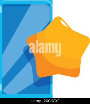 Le téléphone intelligent de style dessin animé reçoit une note de cinq étoiles, indiquant la satisfaction du client Illustration de Vecteur