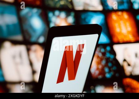 Paraguay. 9 juillet 2024. Dans cette illustration photo, le logo Netflix est affiché sur l'écran d'un smartphone. (Crédit image : © Jaque Silva/SOPA images via ZUMA Press Wire) USAGE ÉDITORIAL SEULEMENT! Non destiné à UN USAGE commercial ! Banque D'Images