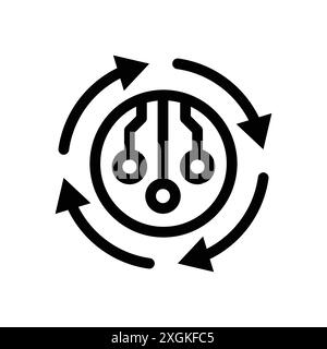 Contour de vecteur de signe de logo d'icône de contrôle autonome en couleur noir et blanc Illustration de Vecteur