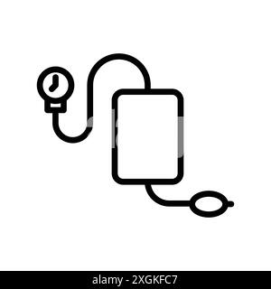 Contour vectoriel de signe de logo de l'icône du tensiomètre en noir et blanc Illustration de Vecteur