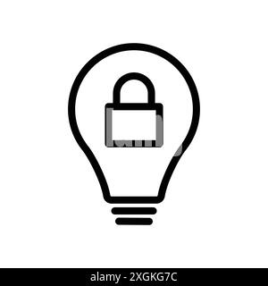 Solution brevetée Locked Icon logo logo contour vectoriel en noir et blanc Illustration de Vecteur