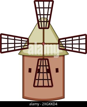 illustration vectorielle de dessin animé de ferme de moulin de logo Illustration de Vecteur