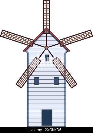 illustration vectorielle de dessin animé de ferme de moulin de village Illustration de Vecteur