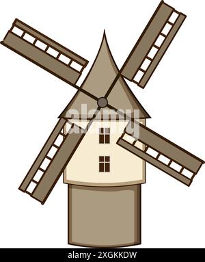 illustration vectorielle de dessin animé de ferme de moulin à main Illustration de Vecteur