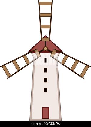 illustration vectorielle de dessin animé de ferme de moulin à farine Illustration de Vecteur