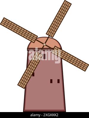 illustration vectorielle de dessin animé de ferme de moulin à blé Illustration de Vecteur