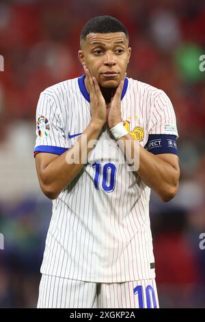 Munich, Allemagne. 09 juillet 2024. Kylian Mbappe, de France, réagit lors de la demi-finale de l'UEFA Euro 2024 au Munich Football Arena, en Allemagne, le 9 juillet 2024. Chris Brunskill/UPI crédit : UPI/Alamy Live News Banque D'Images