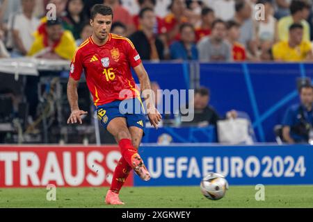 Munich, Allemagne. 10 juillet 2024. Rodri d'Espagne lors de la demi-finale de l'UEFA EURO 2024 entre l'Espagne et la France au Munich Football Arena à Munich, Allemagne, le 9 juillet 2024 (photo par Andrew SURMA/ crédit : Sipa USA/Alamy Live News Banque D'Images