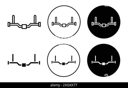 contour de vecteur de signe de logo de barre anti-roulis de voiture en couleur noire et blanche Illustration de Vecteur