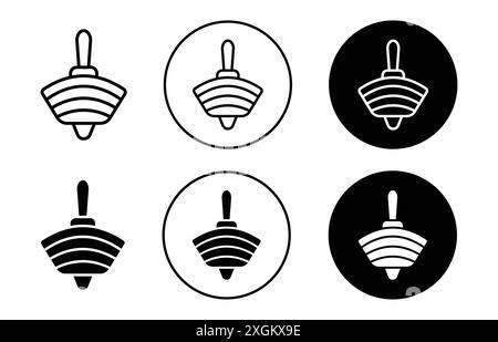 Contour vectoriel de signe de logo d'icône de jouet de rotation de bébé en couleur noire et blanche Illustration de Vecteur