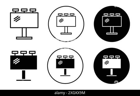 Contour de vecteur de signe de logo d'icône de panneau d'affichage en couleur noire et blanche Illustration de Vecteur