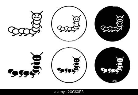 Contour de vecteur de signe de logo d'icône Caterpillar en couleur noire et blanche Illustration de Vecteur