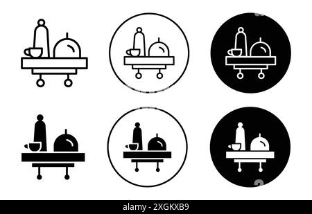 Contour vectoriel de signe d'icône de service de salle de petit déjeuner en noir et blanc Illustration de Vecteur