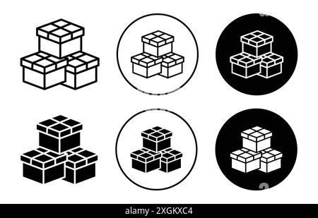 Contour de vecteur de signe d'icône de boîtes en noir et blanc Illustration de Vecteur