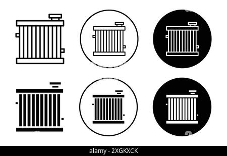 Contour de vecteur de signe de logo d'icône de radiateur de voiture en couleur noire et blanche Illustration de Vecteur