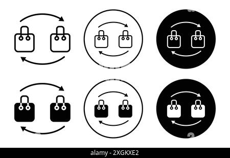 Contour de vecteur de signe de logo d'icône C2C en couleur noire et blanche Illustration de Vecteur