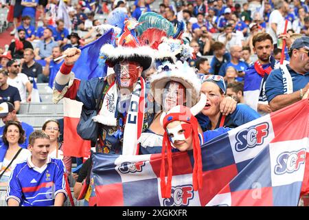 Munich, Allemagne. 10 juillet 2024. MUNICH, ALLEMAGNE - 9 JUILLET : fans de France lors de la demi-finale de l'UEFA EURO 2024 opposant l'Espagne à la France au Munich Football Arena le 9 juillet 2024 à Munich, Allemagne.240709 SEPA 24 114 - 20240710 PD0280 crédit : APA-PictureDesk/Alamy Live News Banque D'Images