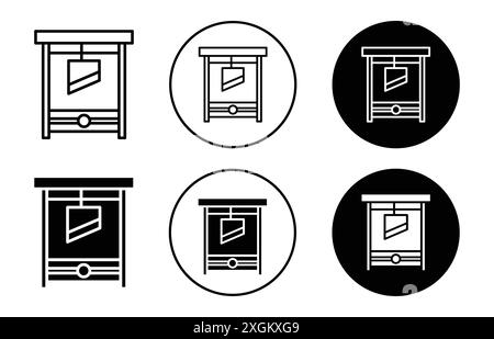 Contour de vecteur de signe de logo d'icône de guillotine en couleur noire et blanche Illustration de Vecteur