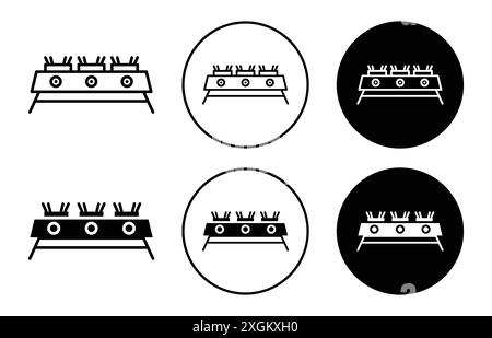 Contour de vecteur de signe de logo d'icône de gaz de cuisson en noir et blanc Illustration de Vecteur