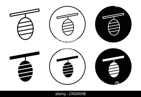 Contour vectoriel de signe de logo d'icône Cocoon en couleur noire et blanche Illustration de Vecteur