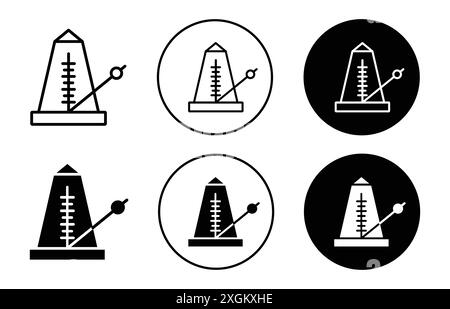 Contour vectoriel de signe de logo d'icône de métronome classique en couleur noire et blanche Illustration de Vecteur