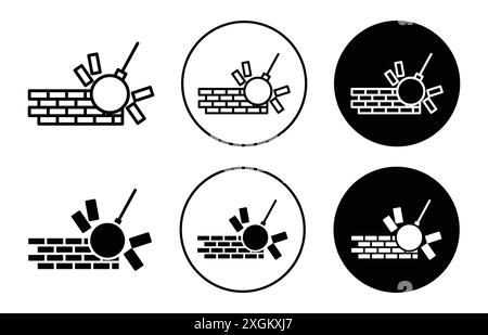 Contour de vecteur de signe de logo d'icône de démolition en couleur noire et blanche Illustration de Vecteur