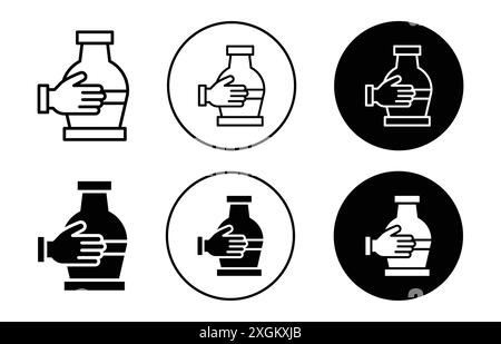 contour vectoriel de signe de logo d'icône d'artisanat d'argile en couleur noire et blanche Illustration de Vecteur