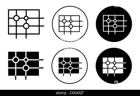 Go icône de logo logo contour de vecteur de signe de jeu en couleur noir et blanc Illustration de Vecteur