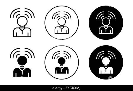 Contour vectoriel de signe de logo d'icône d'influenceur en noir et blanc Illustration de Vecteur