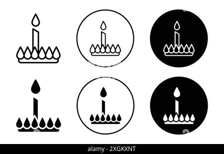 Contour de vecteur de signe de logo d'icône Loy krathong en noir et blanc Illustration de Vecteur