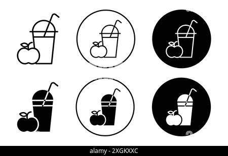 Contour de vecteur de signe de logo de jus de fruit en couleur noire et blanche Illustration de Vecteur