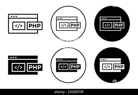 contour de vecteur de signe de logo d'icône php en couleur noir et blanc Illustration de Vecteur