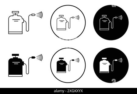 Contour de vecteur de signe de logo d'icône de pulvérisateur de pression en noir et blanc Illustration de Vecteur