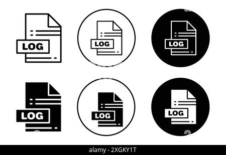 icône de fichier journal logo signe vectoriel en noir et blanc Illustration de Vecteur