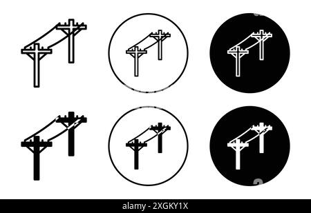 contour de vecteur de signe de logo de poteau de service en noir et blanc Illustration de Vecteur