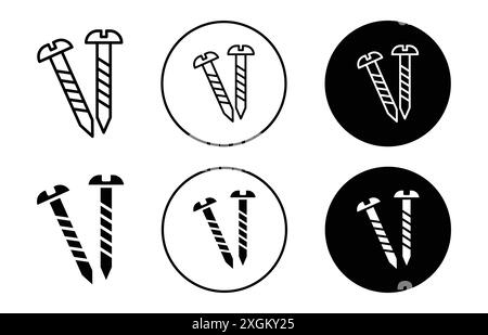 Contour de vecteur de signe de logo d'icône de vis en noir et blanc Illustration de Vecteur