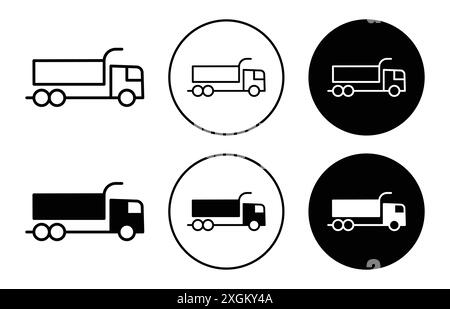 Contour vectoriel de signe de logo d'icône de benne basculante en couleur noire et blanche Illustration de Vecteur