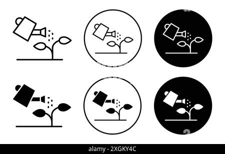 Contour de vecteur de signe de logo d'icône de boîte d'arrosage de plante en couleur noire et blanche Illustration de Vecteur