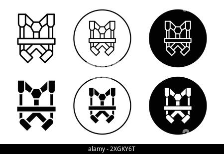 Contour de vecteur de signe de logo d'icône de harnais de sécurité en couleur noire et blanche Illustration de Vecteur