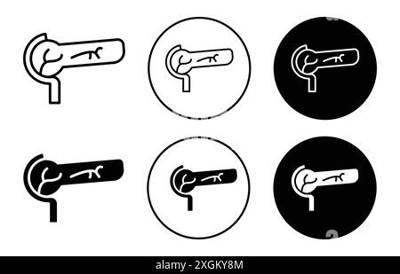 contour de vecteur de signe de logo d'icône de pancréas en couleur noire et blanche Illustration de Vecteur