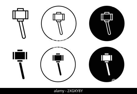 Contour vectoriel de signe de logo de bâton de selfie en noir et blanc Illustration de Vecteur