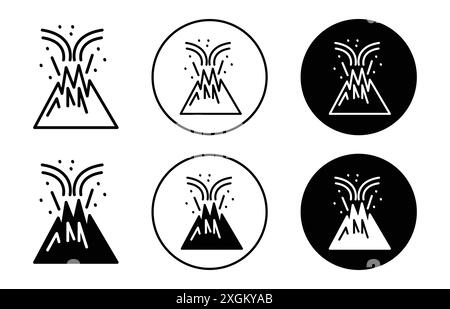 Contour vectoriel de signe de logo d'éruption de volcan en couleur noire et blanche Illustration de Vecteur