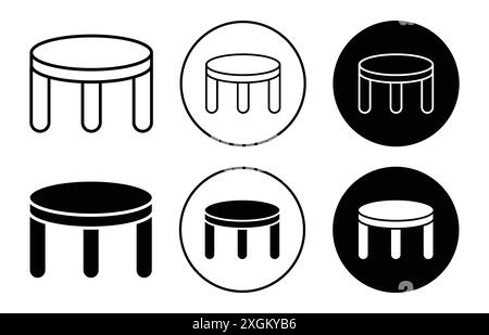 Contour de vecteur de signe de logo de tabouret en couleur noire et blanche Illustration de Vecteur