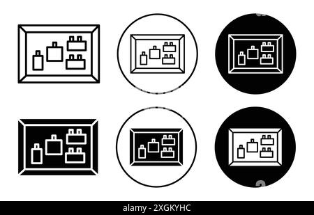 Tableau d'affichage avec contour de vecteur de signe de logo d'icône de notes en noir et blanc Illustration de Vecteur